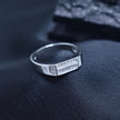 Triple Line Pavé Panel Modern Silver Ring