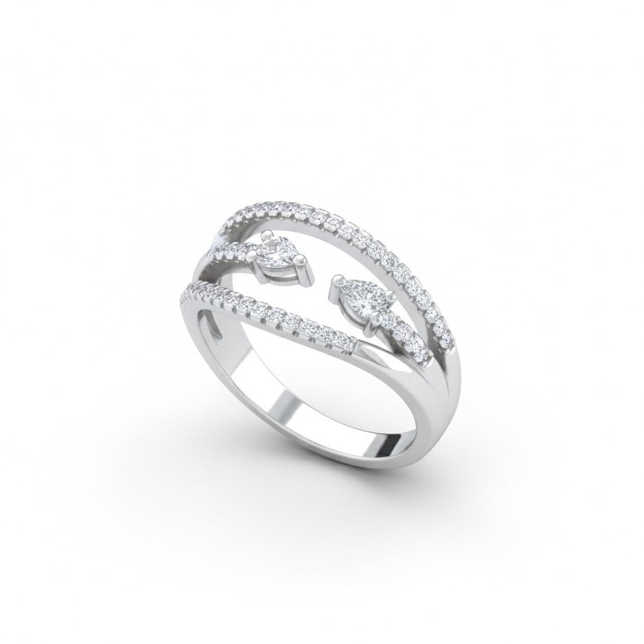 Silver Twin Leaf Ring