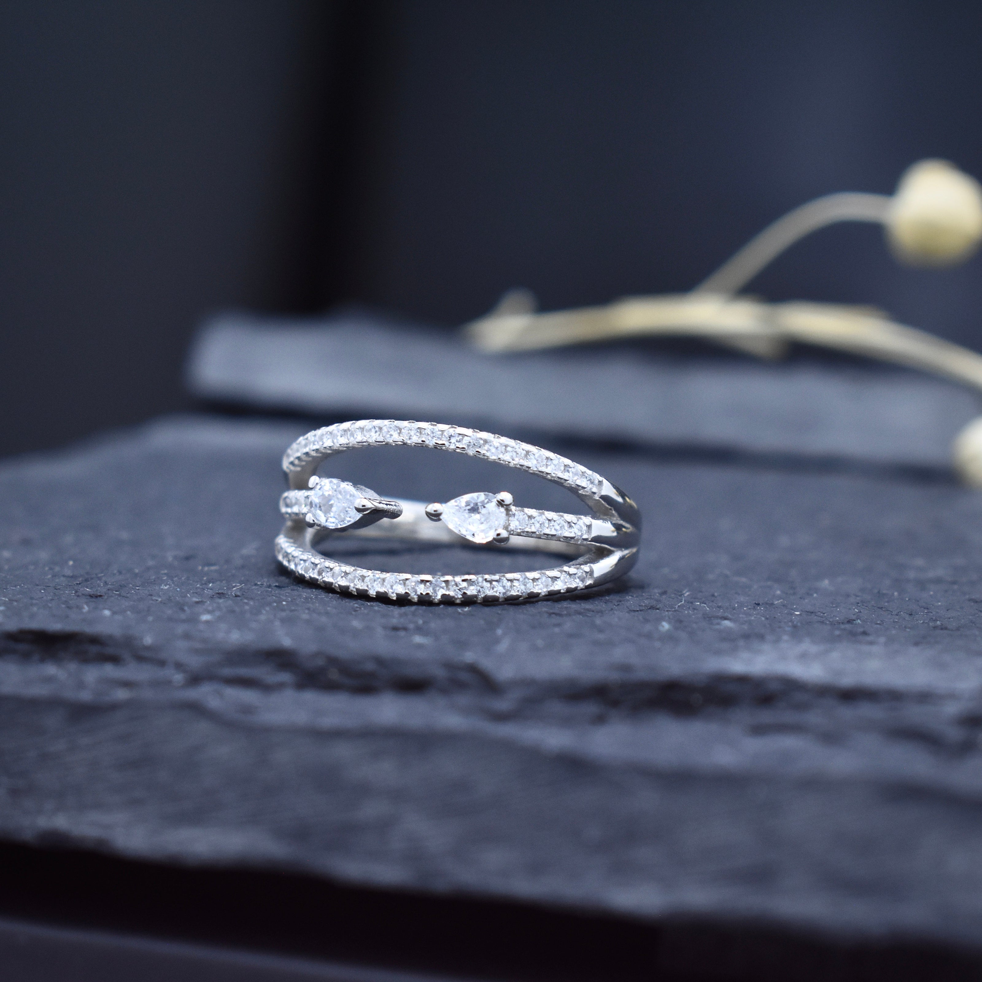 Silver Twin Leaf Ring