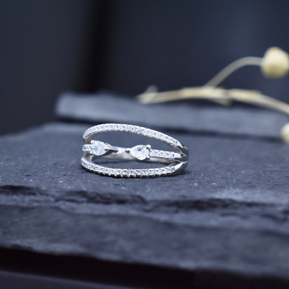 Silver Twin Leaf Ring