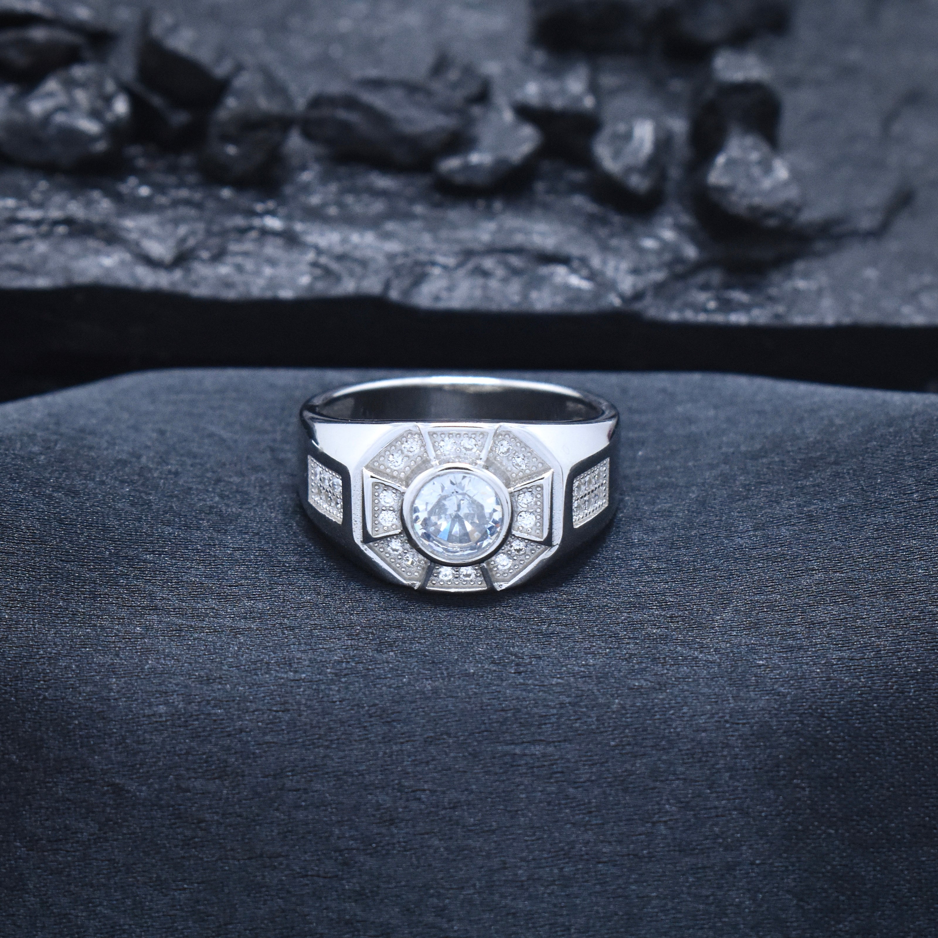 Octagonal Solitaire Statement Ring