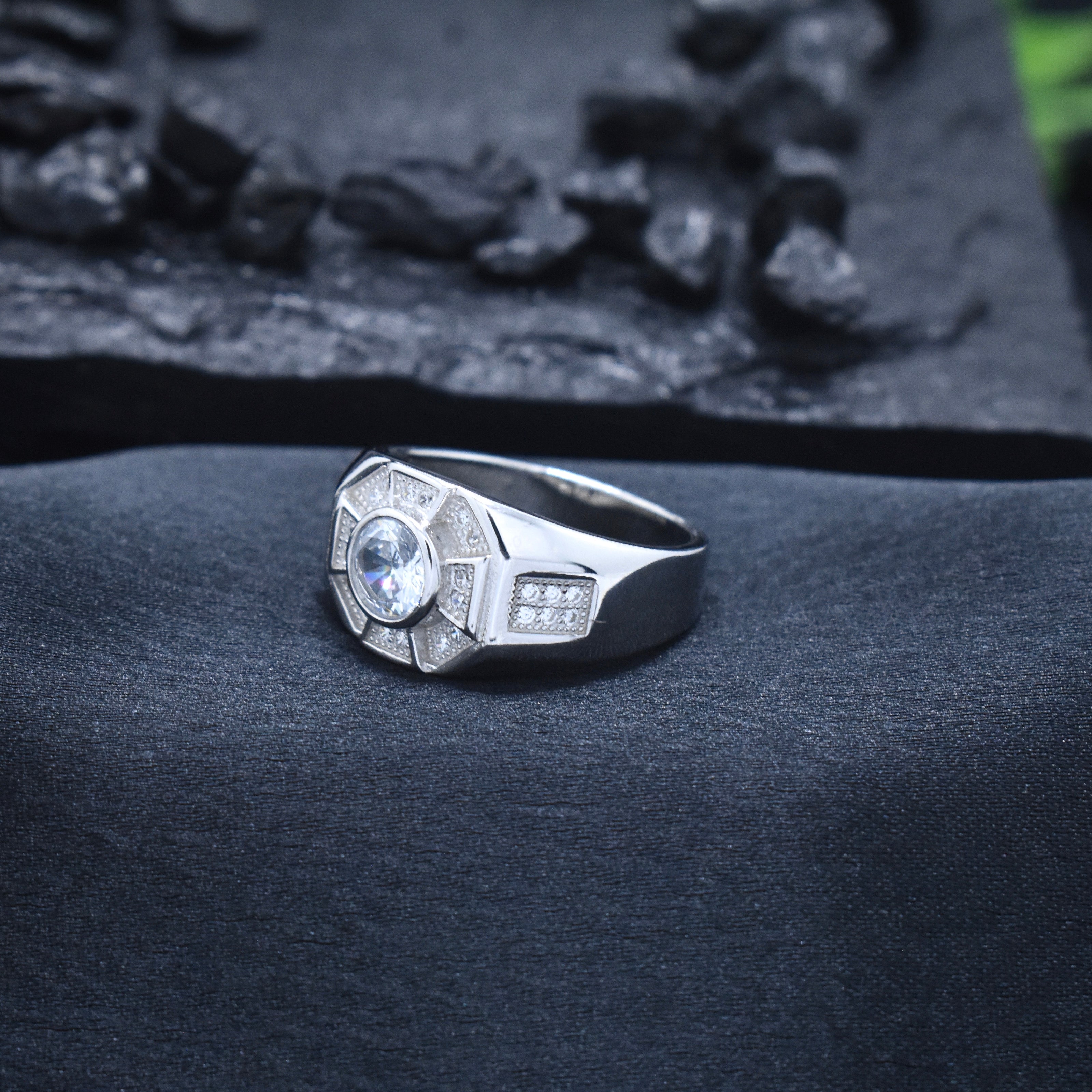 Octagonal Solitaire Statement Ring