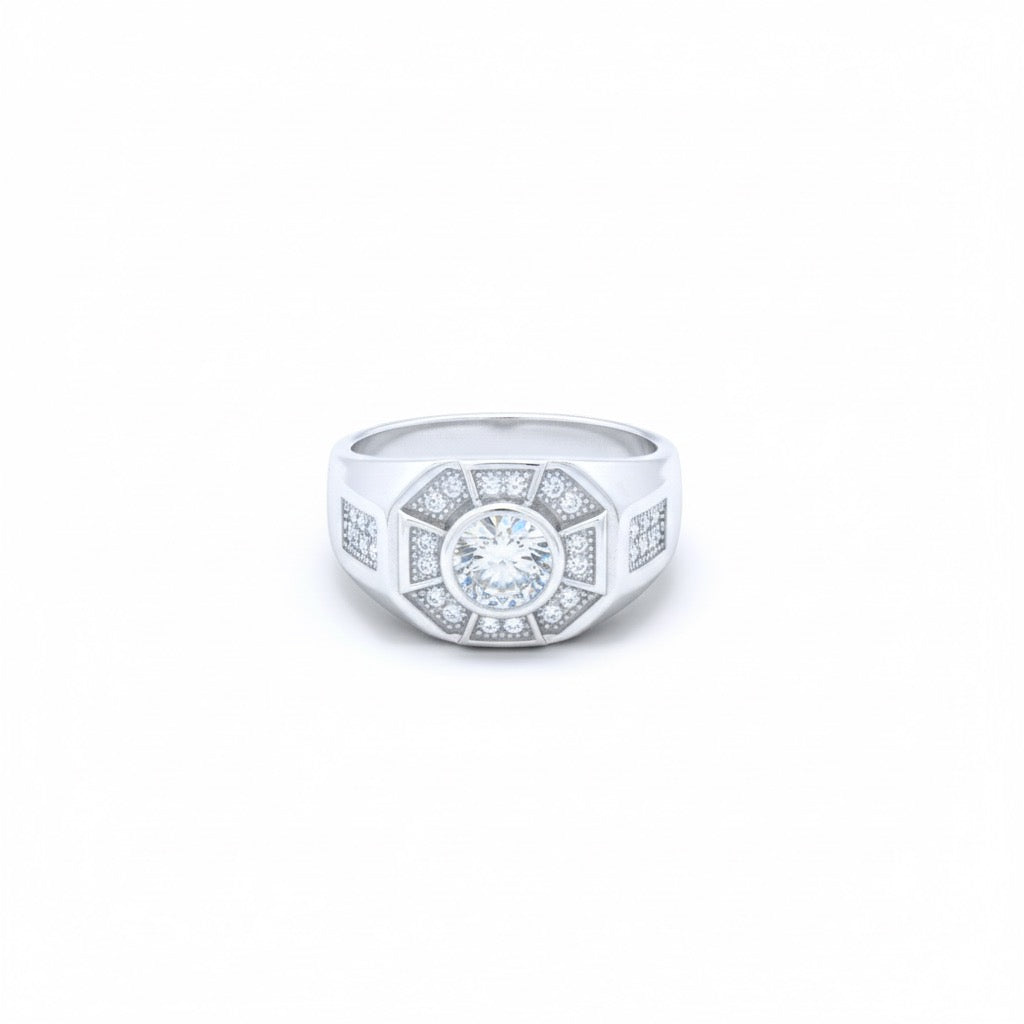 Octagonal Solitaire Statement Ring