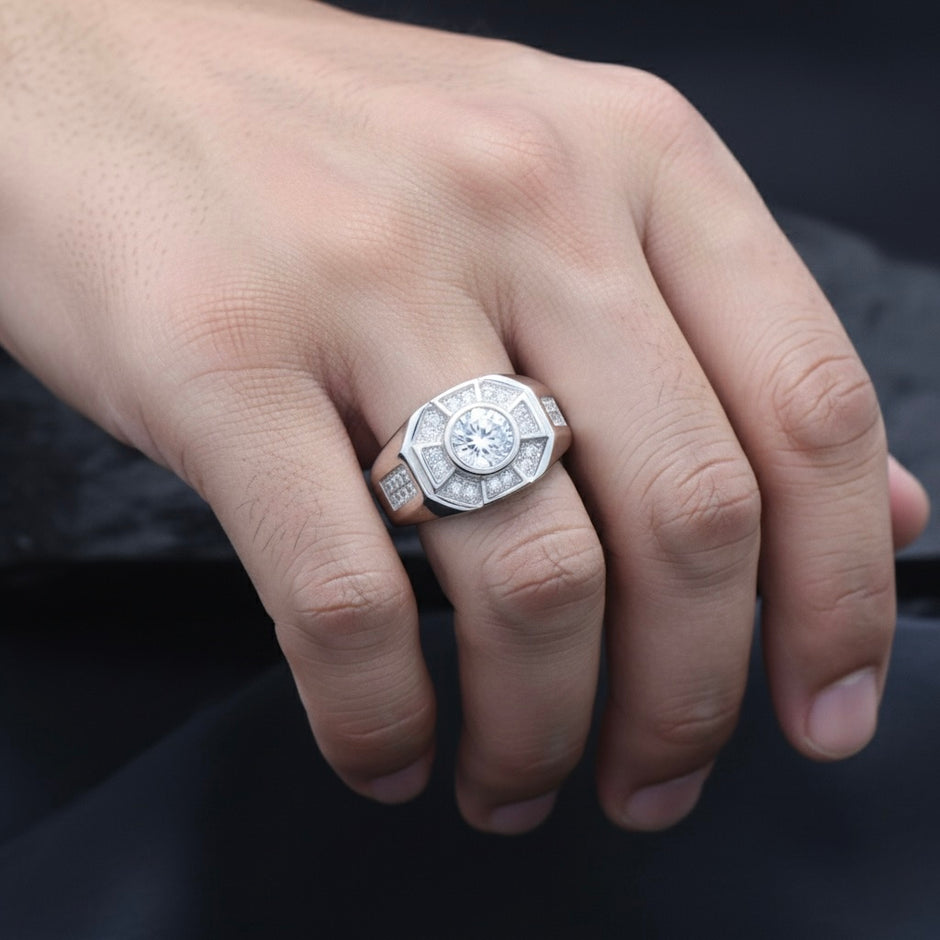 Octagonal Solitaire Statement Ring