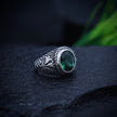 Antique Silver Emerald Crown Ring