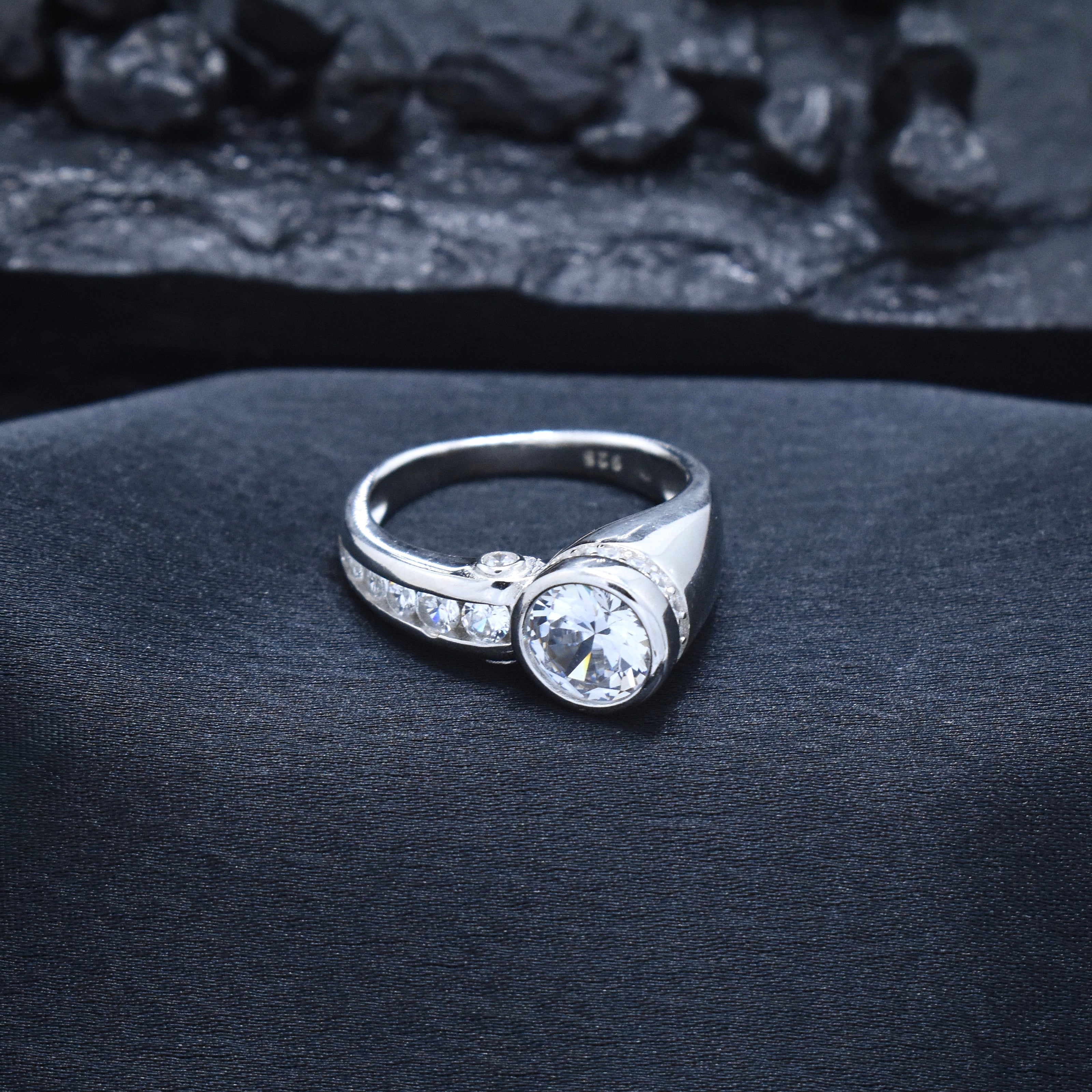 Bezel-Set Bypass Solitaire Statement Ring