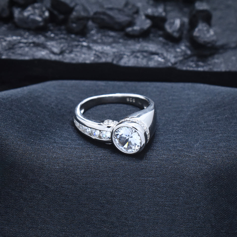 Bezel-Set Bypass Solitaire Statement Ring