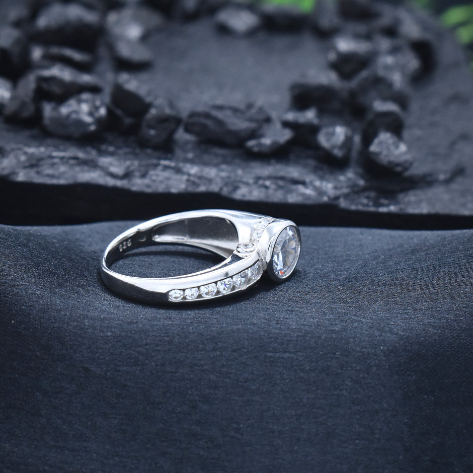 Bezel-Set Bypass Solitaire Statement Ring