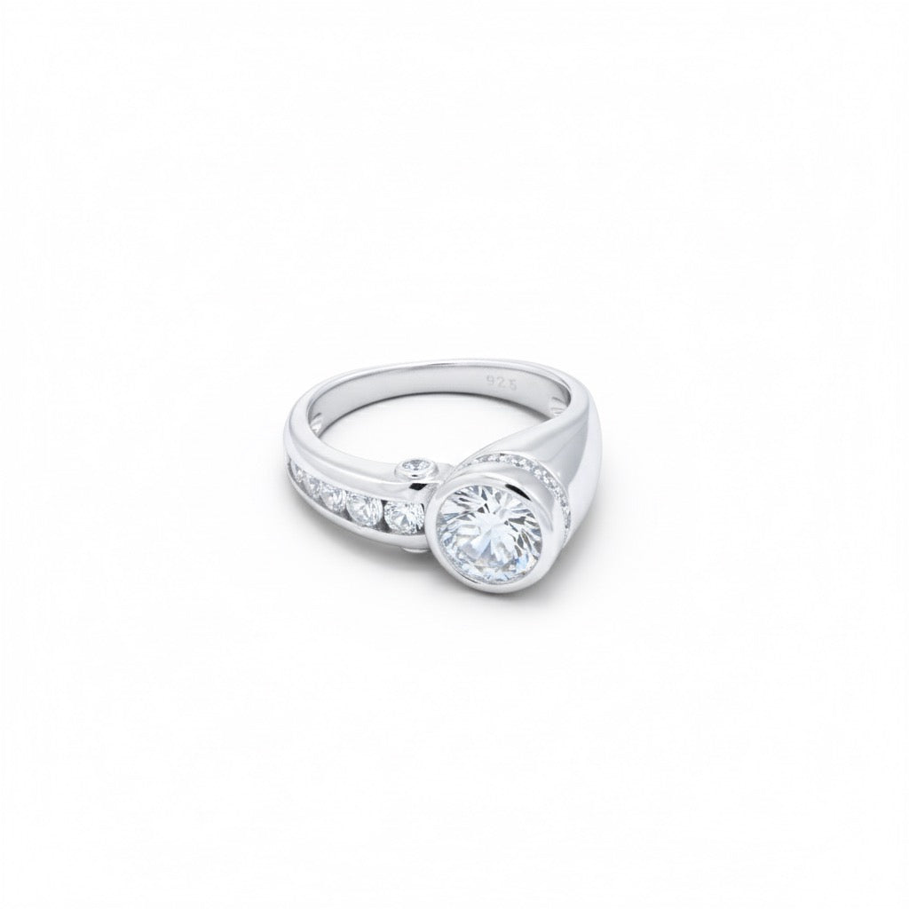Bezel-Set Bypass Solitaire Statement Ring