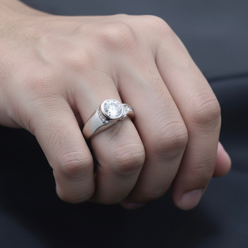 Bezel-Set Bypass Solitaire Statement Ring