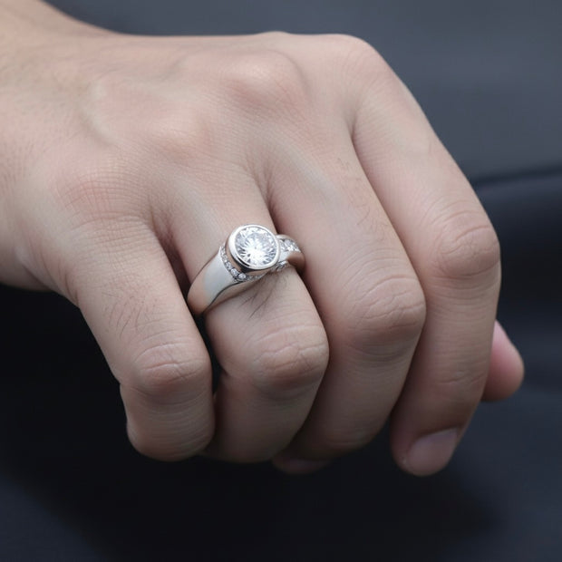 Bezel-Set Bypass Solitaire Statement Ring
