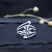 Modern Floral Multi Band Silver Ring