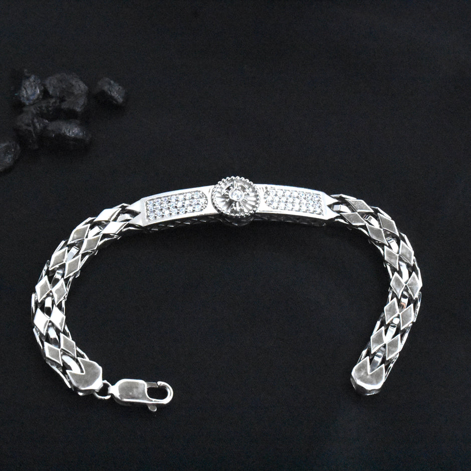 Oval Emblem Silver Bracelet