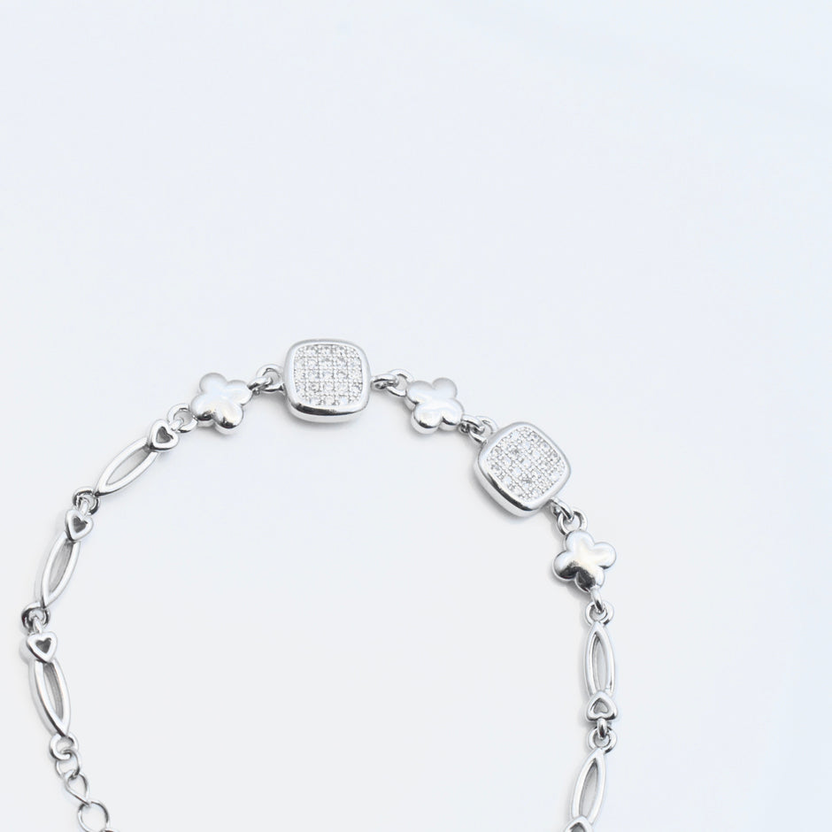 Textured Cube Silver Bracelet