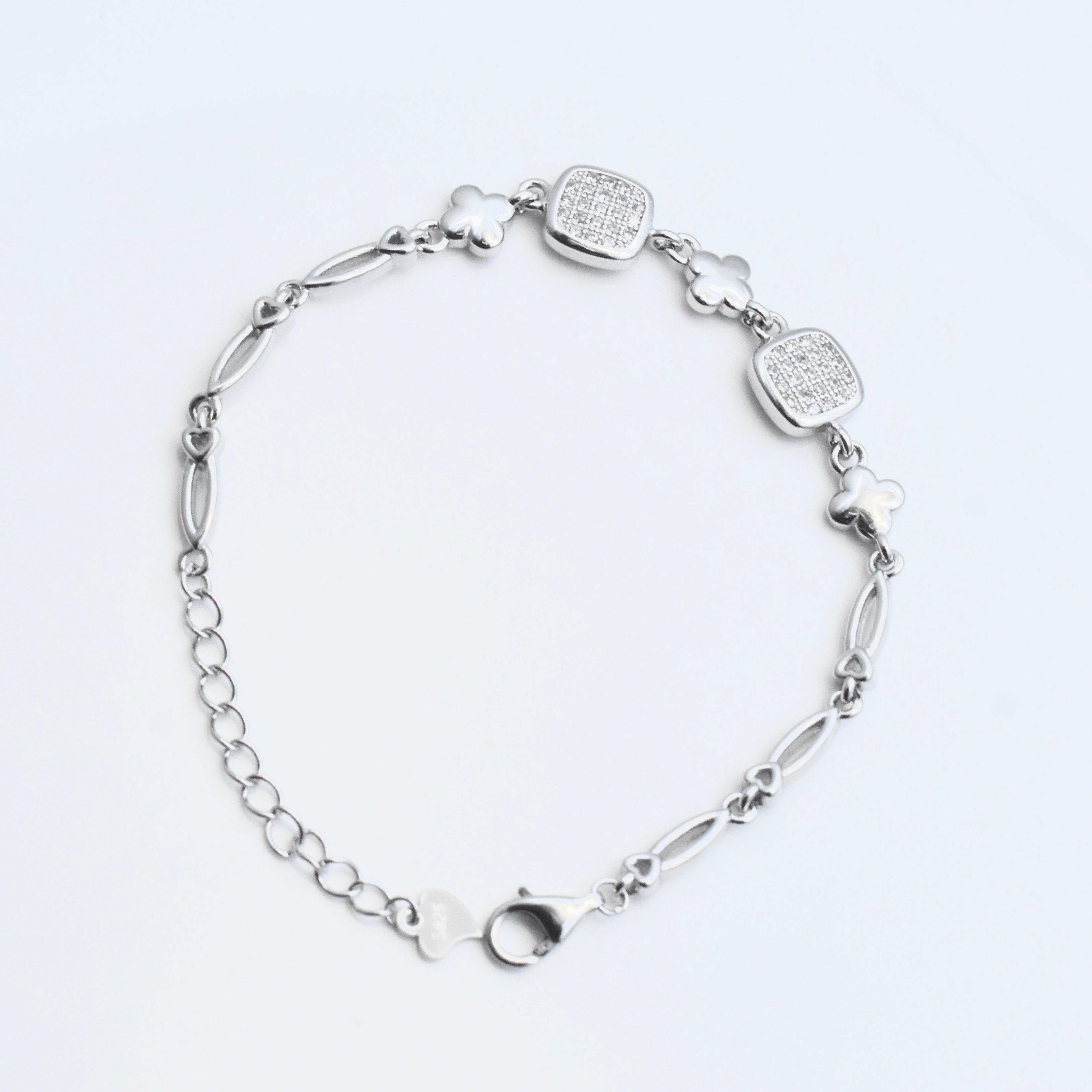 Textured Cube Silver Bracelet