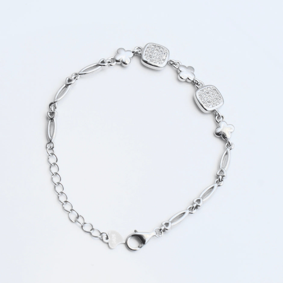 Textured Cube Silver Bracelet