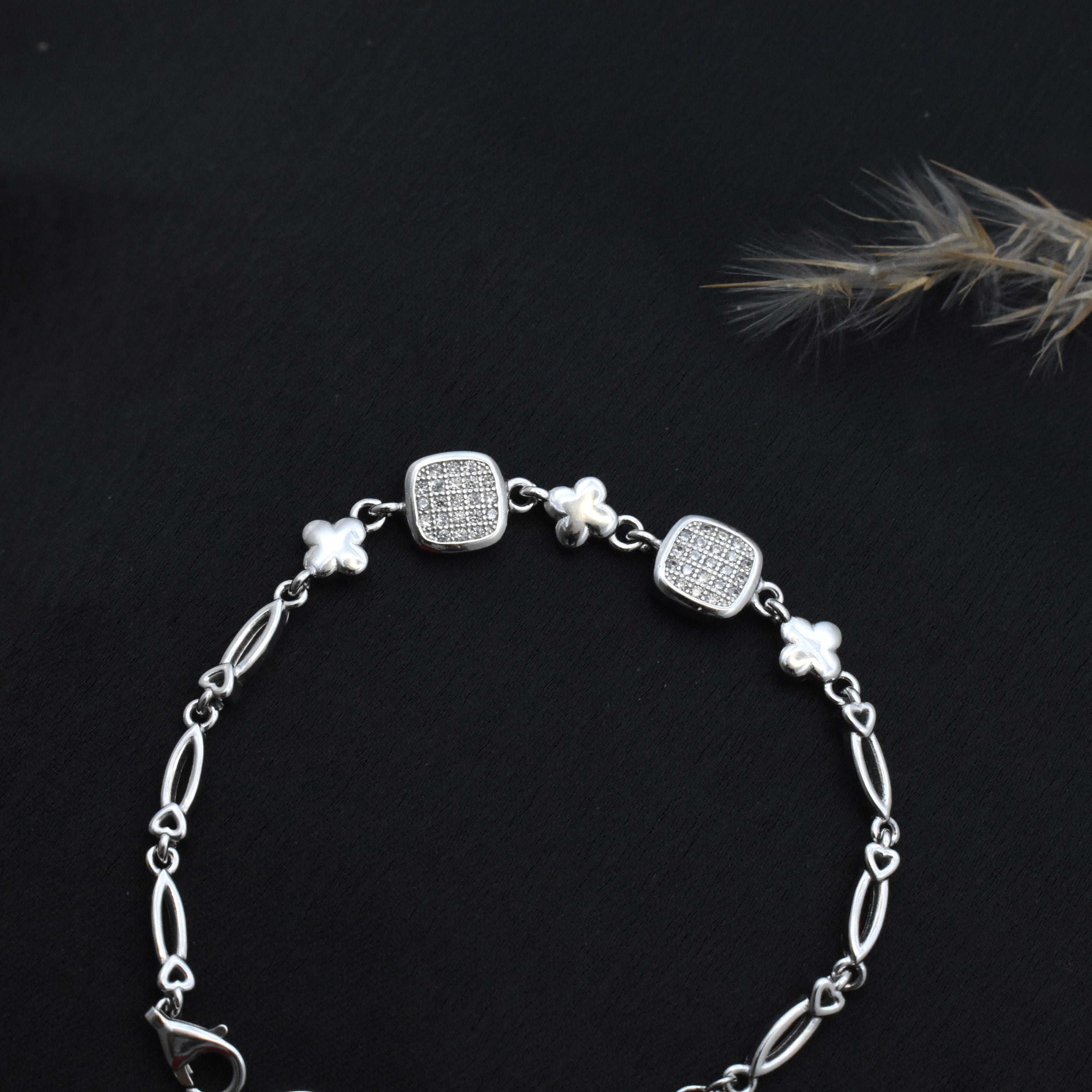 Textured Cube Silver Bracelet