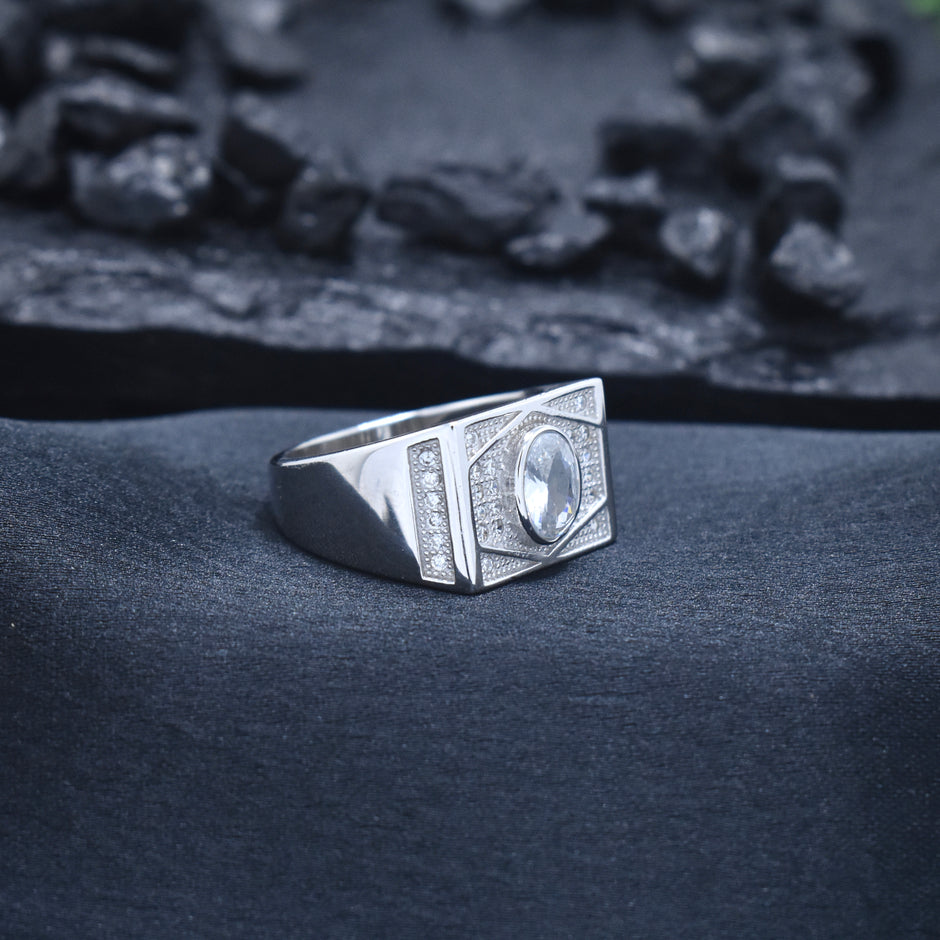 Oval Medallion Geometric Statement Ring