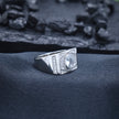 Oval Medallion Geometric Statement Ring