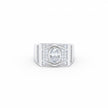 Oval Center Pave Diamond Silver Ring