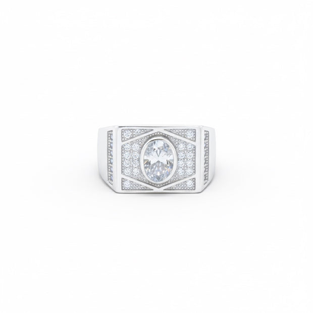 Oval Medallion Geometric Statement Ring