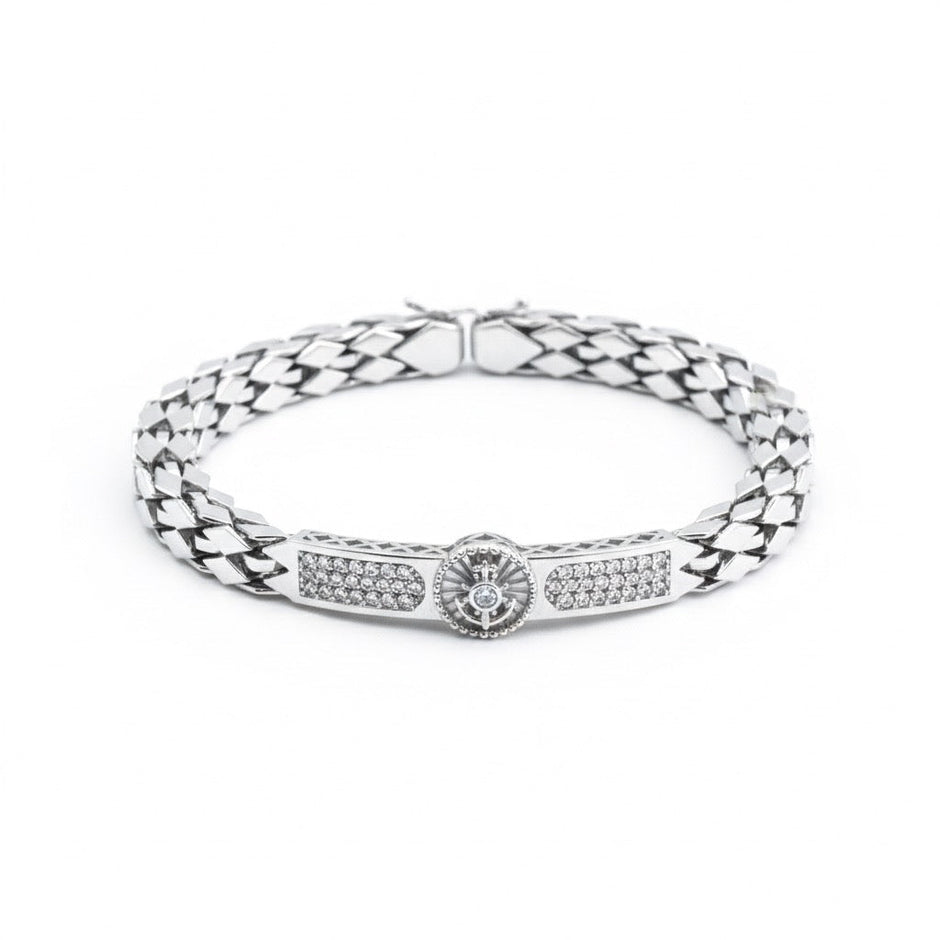 Oval Emblem Silver Bracelet