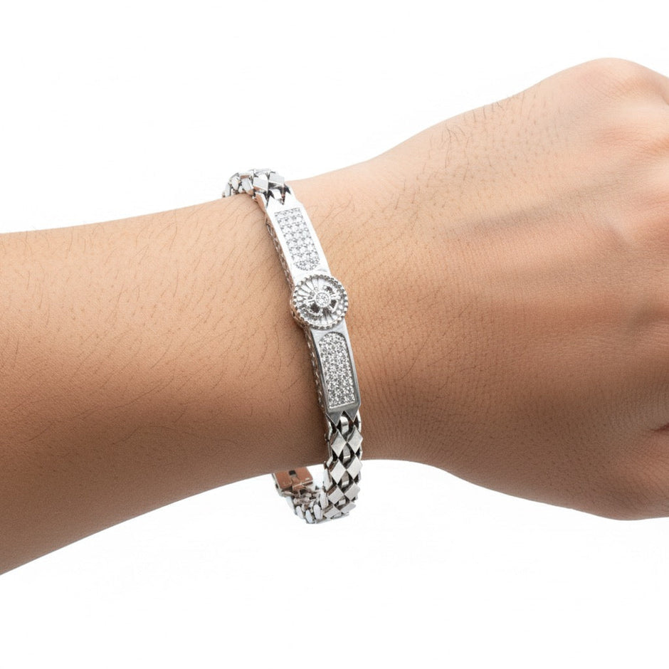 Oval Emblem Silver Bracelet