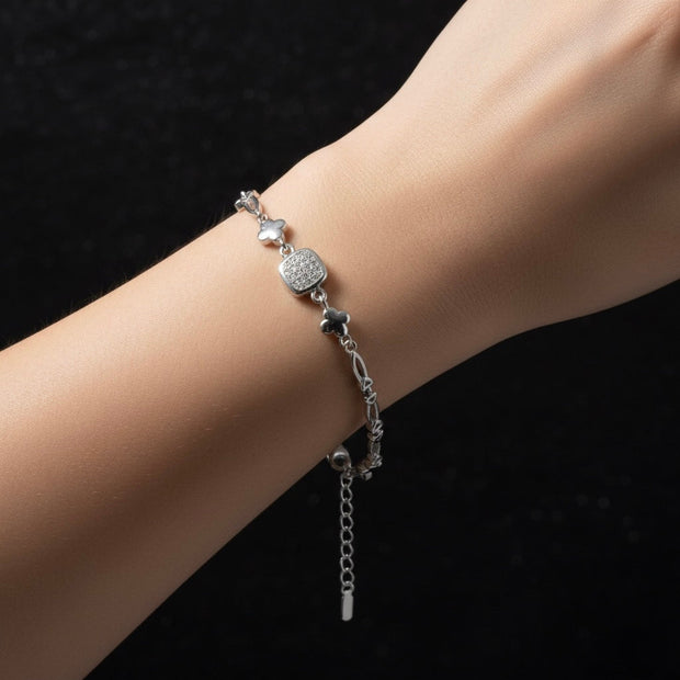 Textured Cube Silver Bracelet