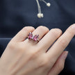 Ruby Pink Zircon Butterfly Statement Ring