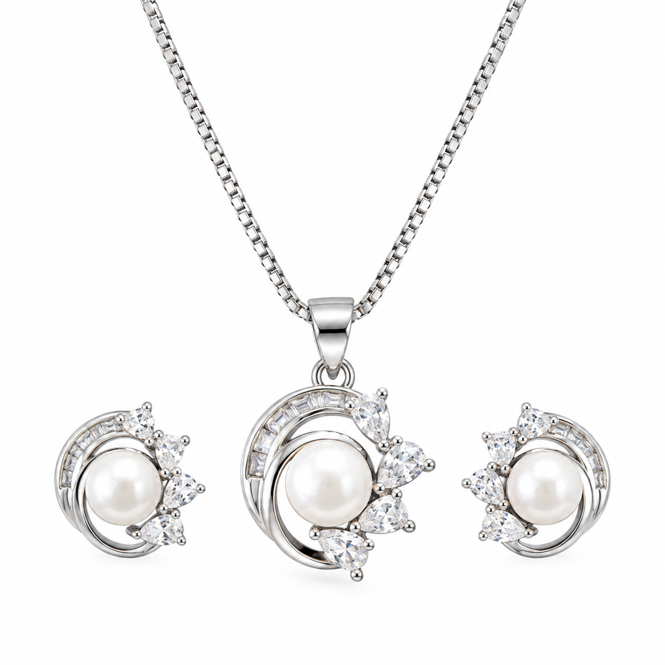 Pearl Cluster Pendant Set