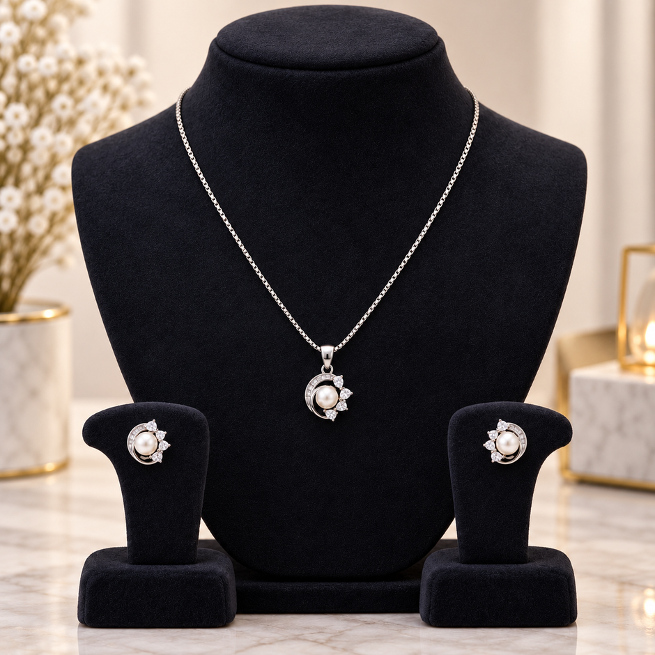 Pearl Cluster Pendant Set