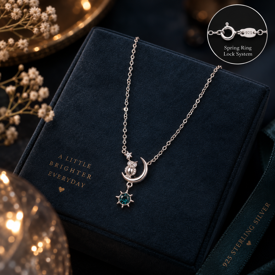 Owl Moon Pendant Necklace