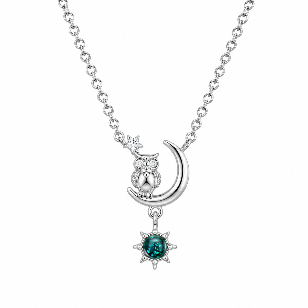 Owl Moon Pendant Necklace