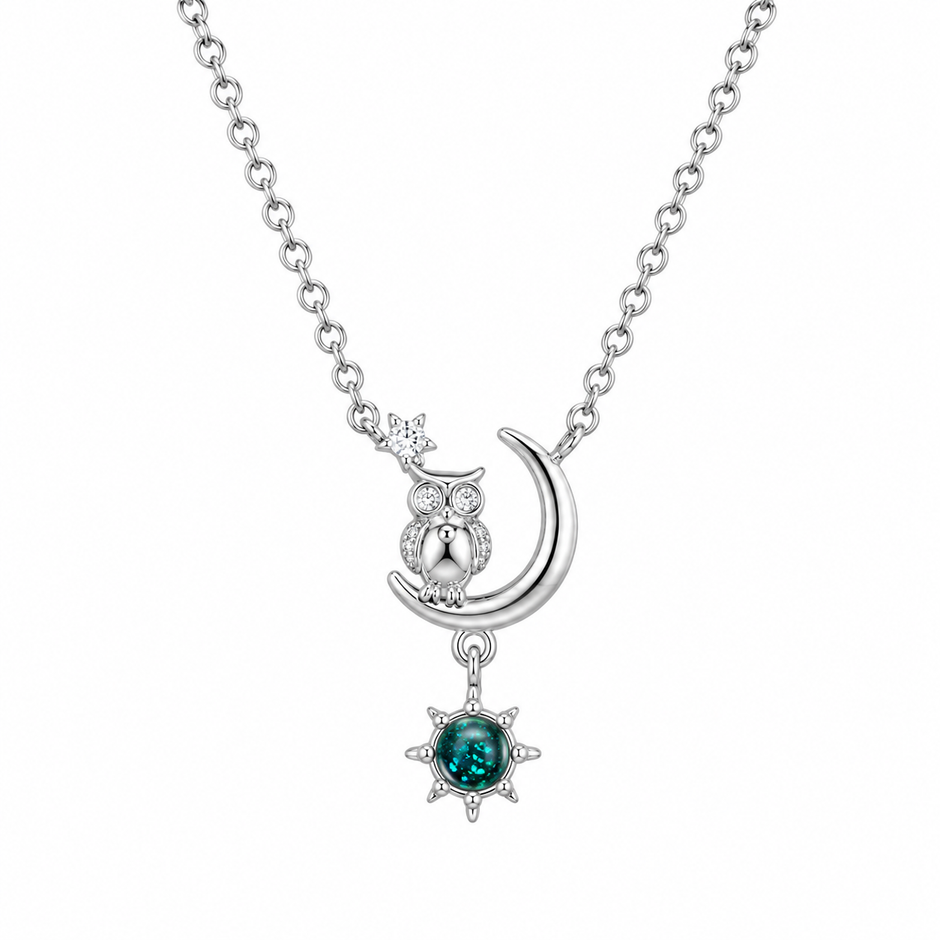 Owl Moon Pendant Necklace