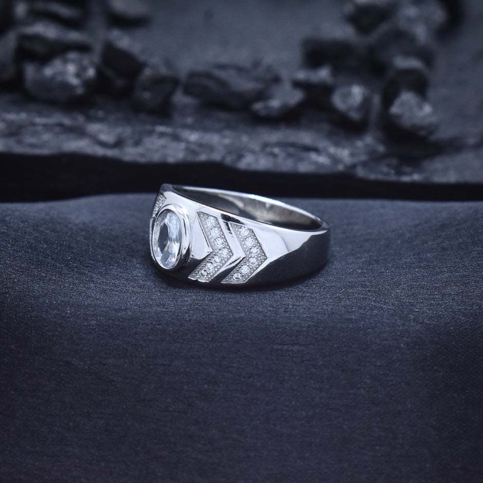 Chevron Solitaire Statement Ring