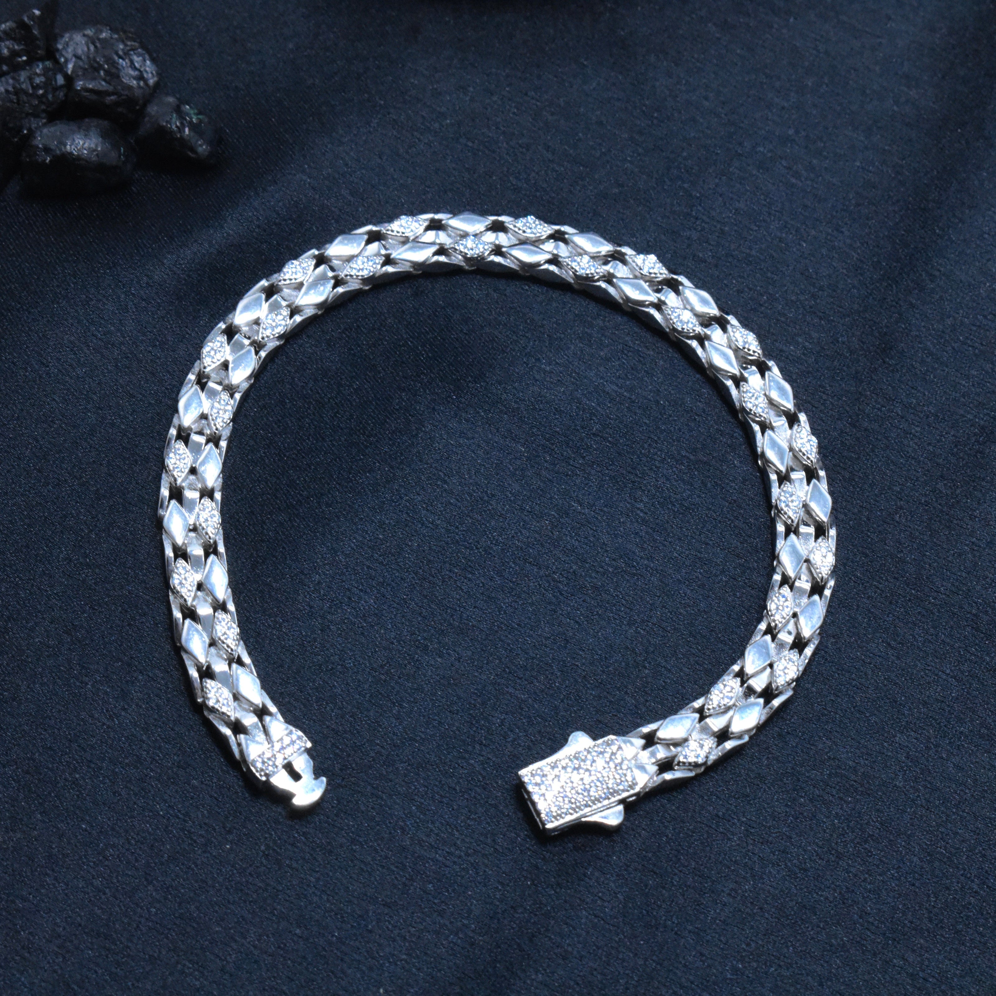 Box Texture Silver Bracelet