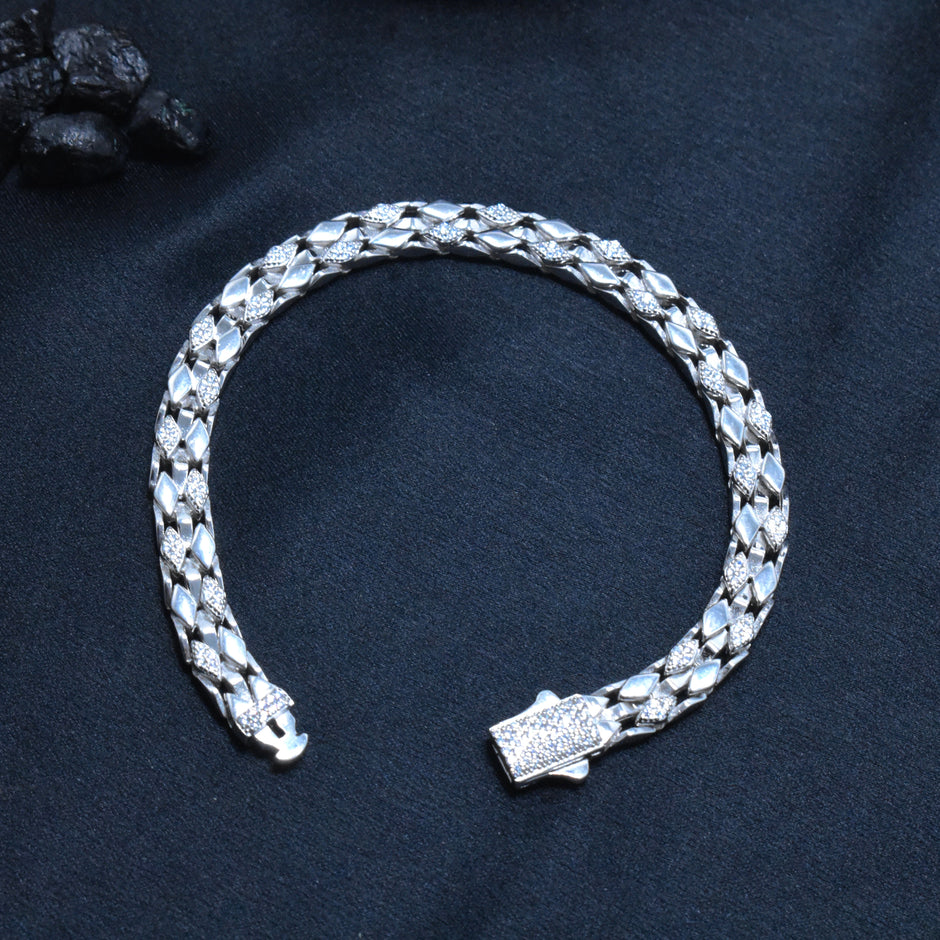 Box Texture Silver Bracelet