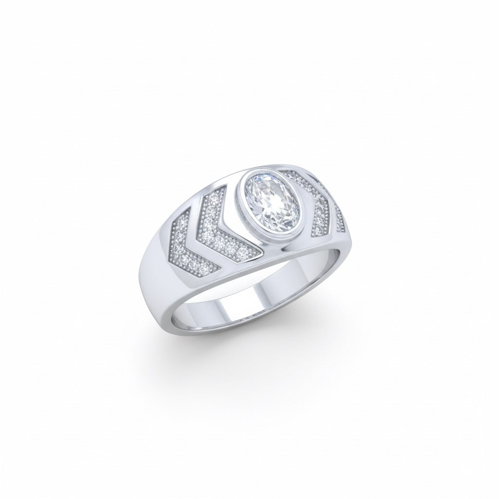 Chevron Solitaire Statement Ring