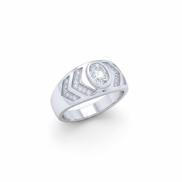Chevron Solitaire Statement Ring