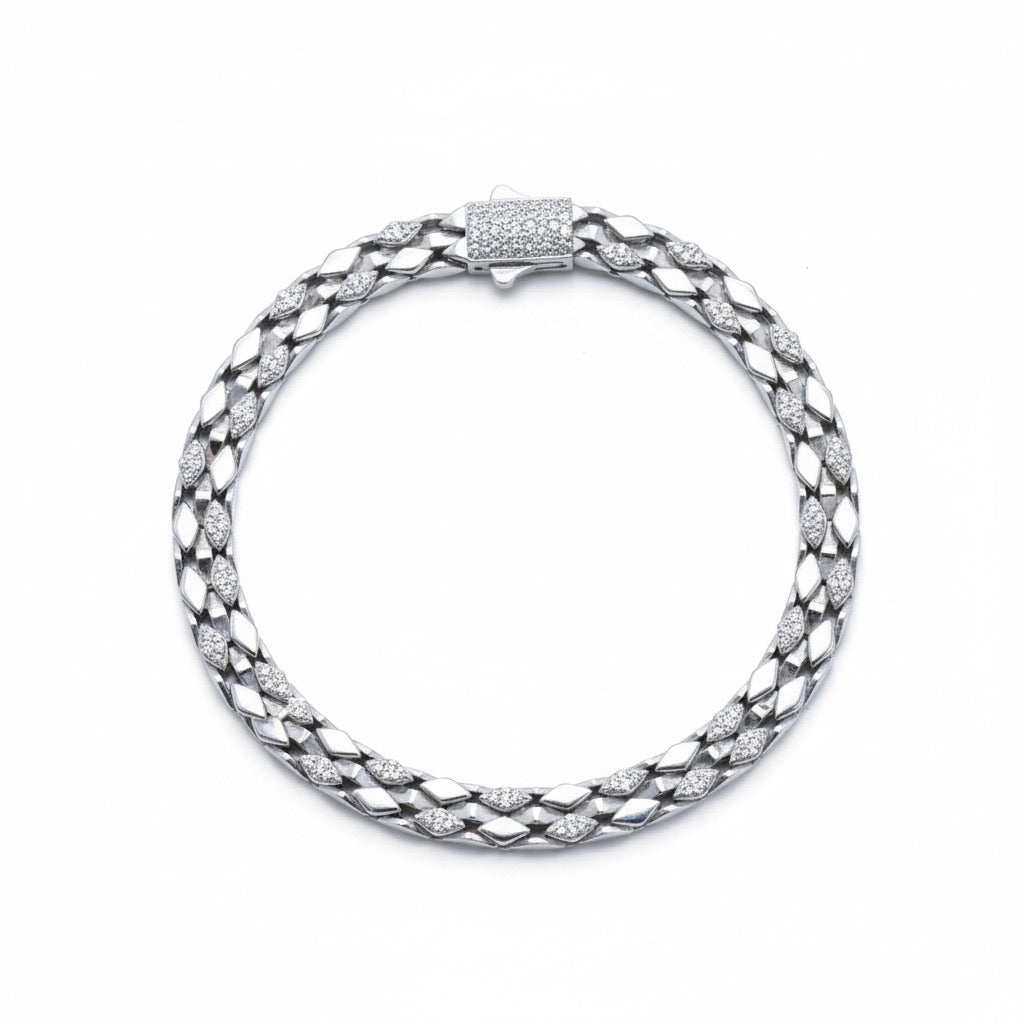 Box Texture Silver Bracelet