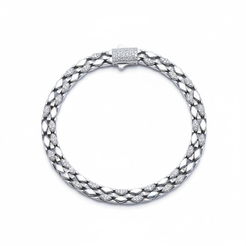 Box Texture Silver Bracelet