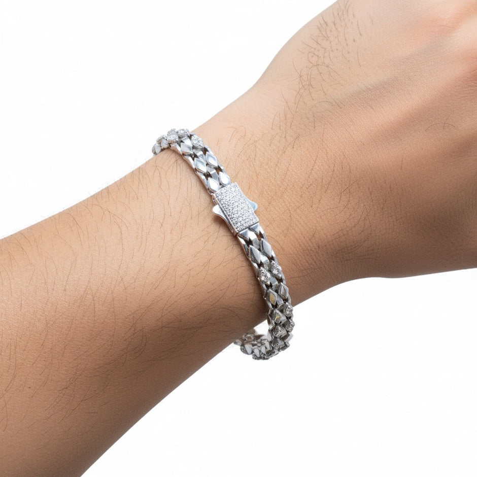 Box Texture Silver Bracelet