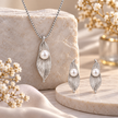 Leaf Pearl Pendant Set