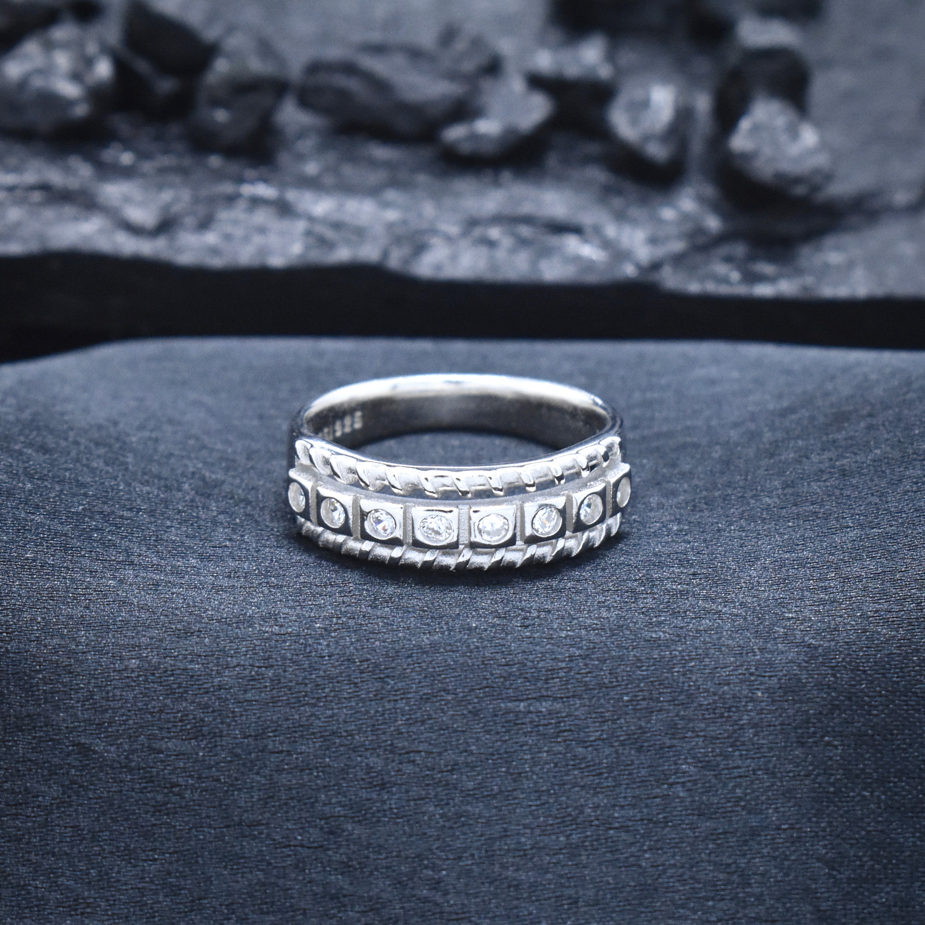 Textured Nautical Eternity Statement Ring