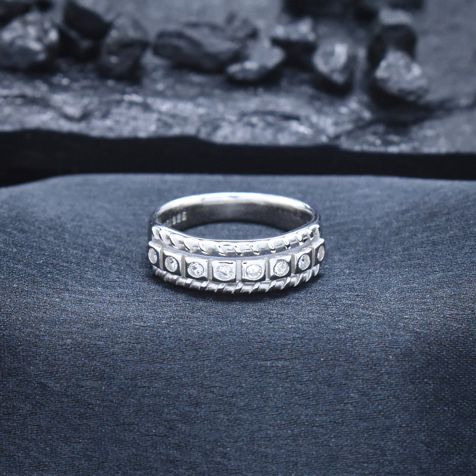 Textured Nautical Eternity Statement Ring