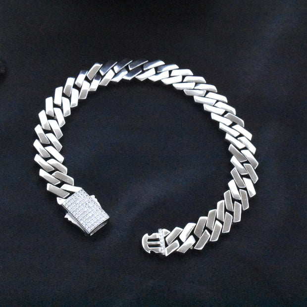 Cuban Pattern Silver Bracelet