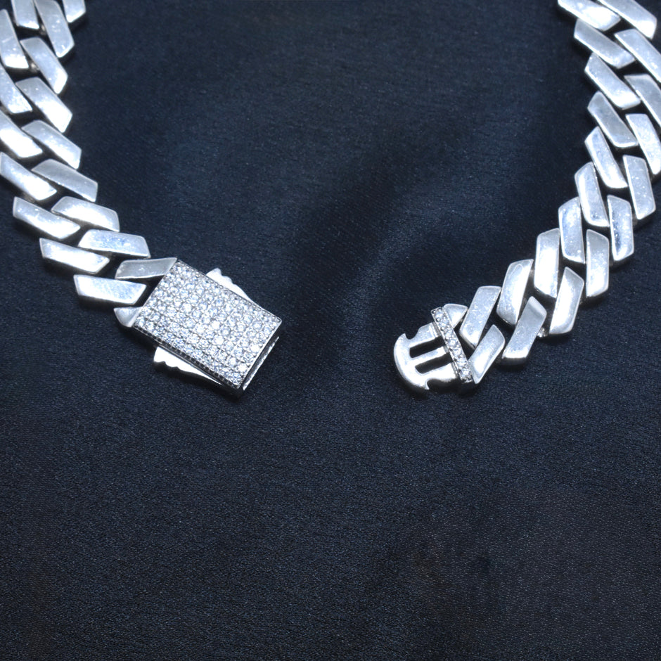 Cuban Pattern Silver Bracelet
