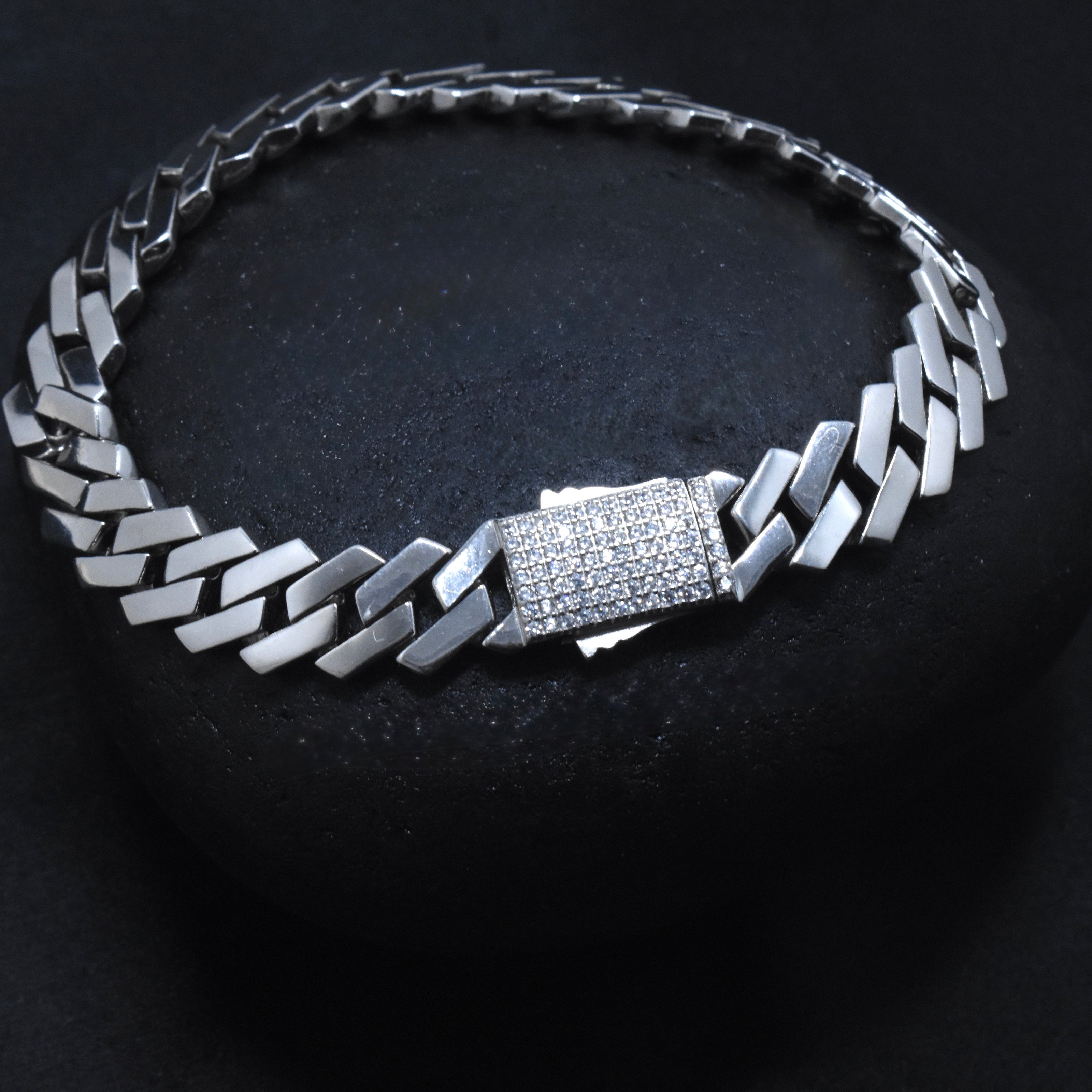 Cuban Pattern Silver Bracelet