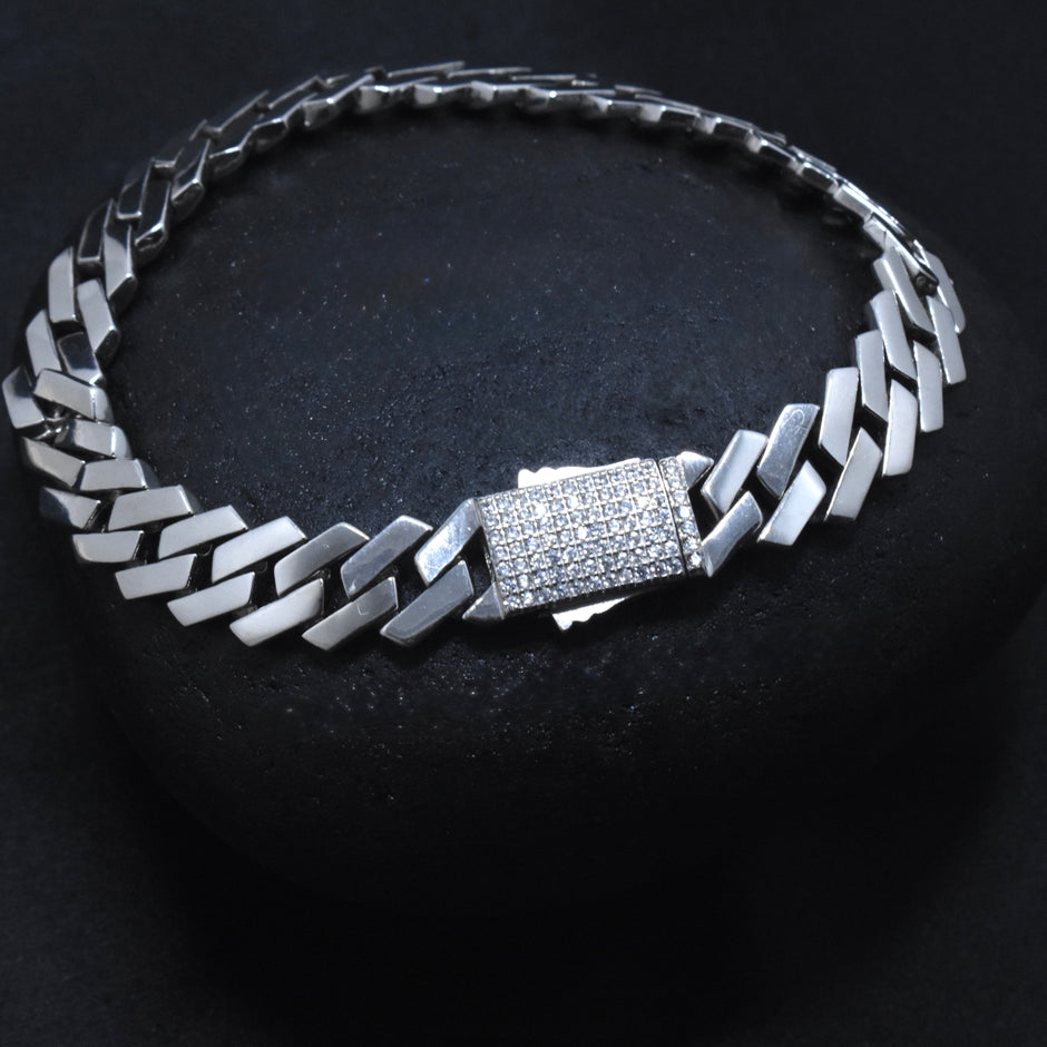 Cuban Pattern Silver Bracelet