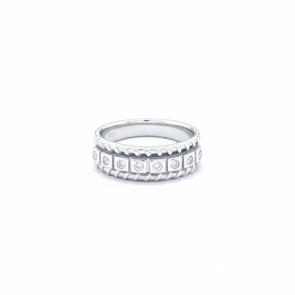 Textured Nautical Eternity Statement Ring